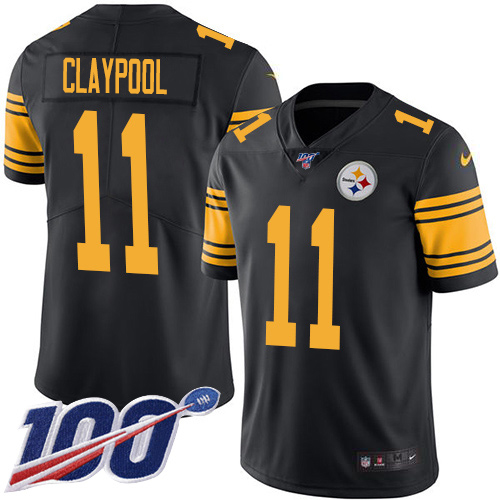 Pittsburgh Steelers #11 Chase Claypool Black Men Stitched NFL Limited Rush 100th Season Jersey